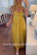 Margovil Strapless Back Lace-up Satin Pleated Maxi Party Dress