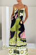 Margovil Tie Front Cut Out Wide Leg Printed Cami Jumpsuit