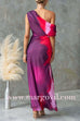 One Shoulder Ruched Waist Tie Dye Maxi Dress