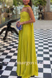 Margovil Strapless Back Lace-up Pleated Maxi Dress