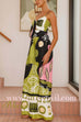 Margovil Tie Front Cut Out Wide Leg Printed Cami Jumpsuit