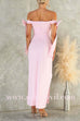 Off Should Bow Knot Slit Maxi Party Dress