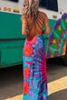 Margovil Criss Cross Backless Tie Dye Maxi Cami Dress