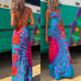Margovil Criss Cross Backless Tie Dye Maxi Cami Dress