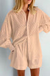 Margovil Bubble Long Sleeve Blouse Shirt Wide Leg Shorts Set