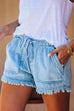 Margovil Drawstring Waist Pockets Raw Hem Shorts