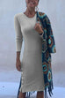 Margovil Crewneck Long Sleeve Buttons Cozy Dresses