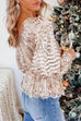 Margovil Long Sleeve Waisted Ruffle Sequin Tops