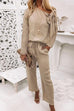 Margovil Bow Knot Neck Pullover Top+Pants Lounge Set
