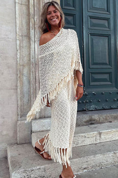Margovil Stylish Tassel Hollow Out Shawl Cloak
