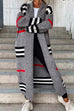 Margovil Open Front Color Block Striped Splice Long Sweater Cardigan