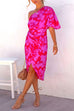 Margovil One Shoulder Batwing Sleeve Printed Tulip Dress