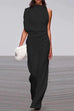 Margovil Cowl Neck One Shoulder Batwing Sleeve Party Suit