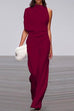 Margovil Solid One Shoulder Wide Leg Jumpsuit