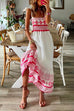 Margovil Smocked Tie Shoulder Printed Ruffle Maxi Cami Dress
