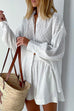 Margovil Bubble Long Sleeve Blouse Shirt Wide Leg Shorts Set