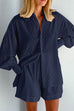 Margovil Bubble Long Sleeve Blouse Shirt Wide Leg Shorts Set