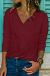Margovil V-neck Long Sleeve Solid Basic Shirts